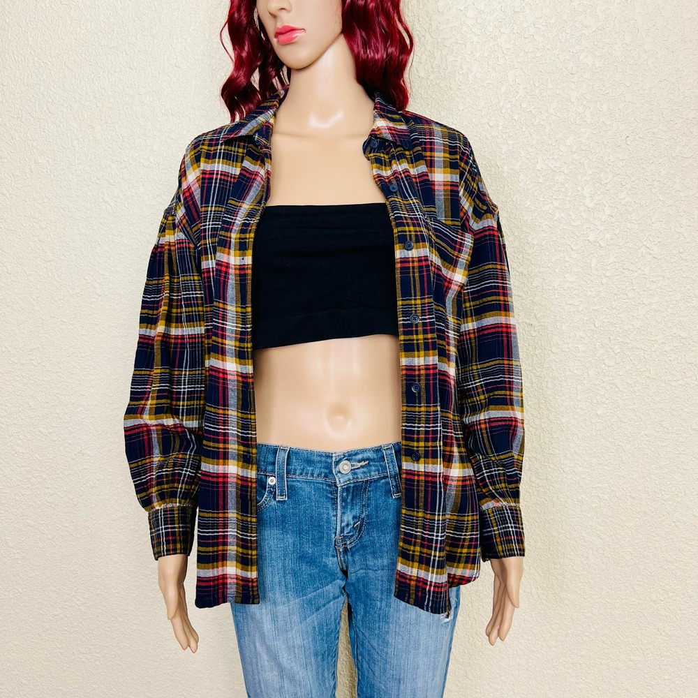 Twelve-O-Two Plaid Button Down Top Size Small Blu… - image 2